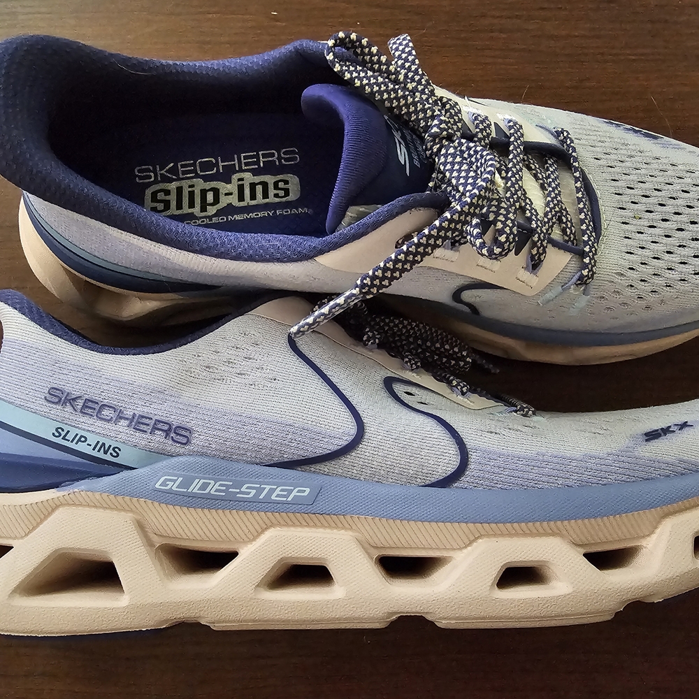 Skechers Women's Glide-Step Athletic Shoes - Blue and Tan